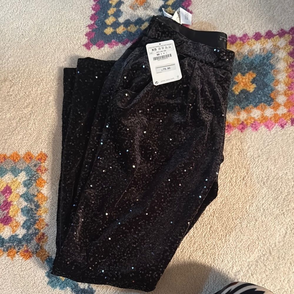 Zara Black Sequin Skinny Pants 139